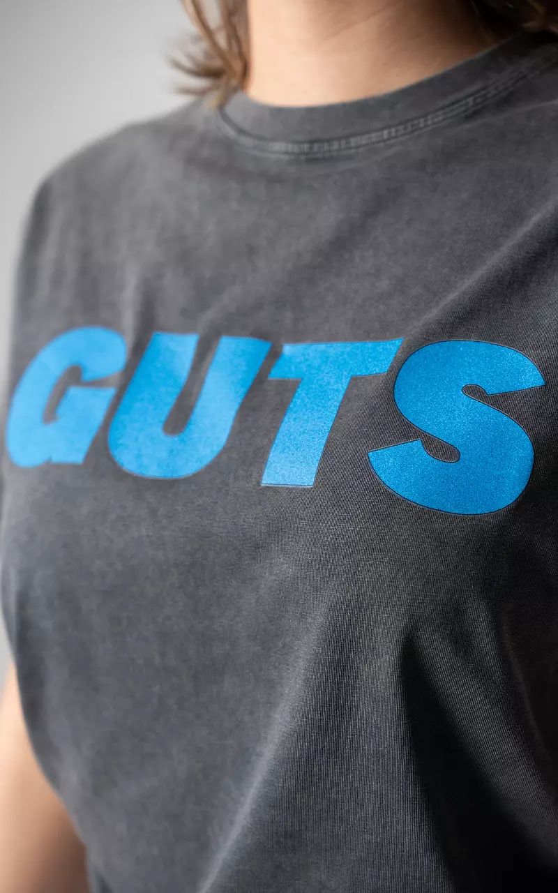 Katoenen shirt 'Guts' Donkergrijs Blauw