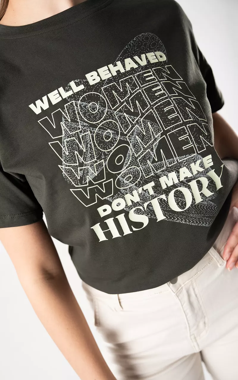 Shirt mit Print Dunkelgrau Gelb