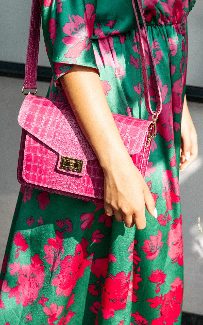 Leather bag with gold-coated details Fuchsia
