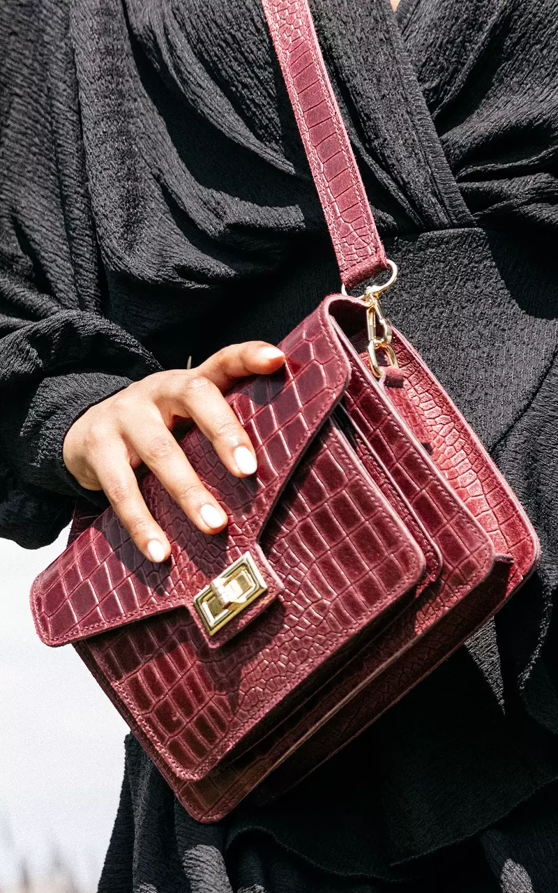 Leather bag with gold-coated details Bordeaux