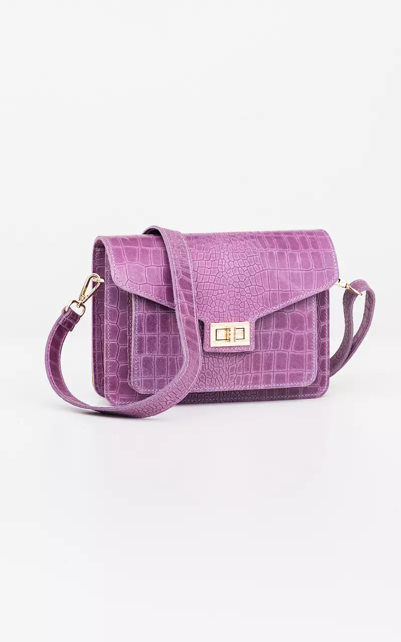 Leather bag with gold-coated details Purple