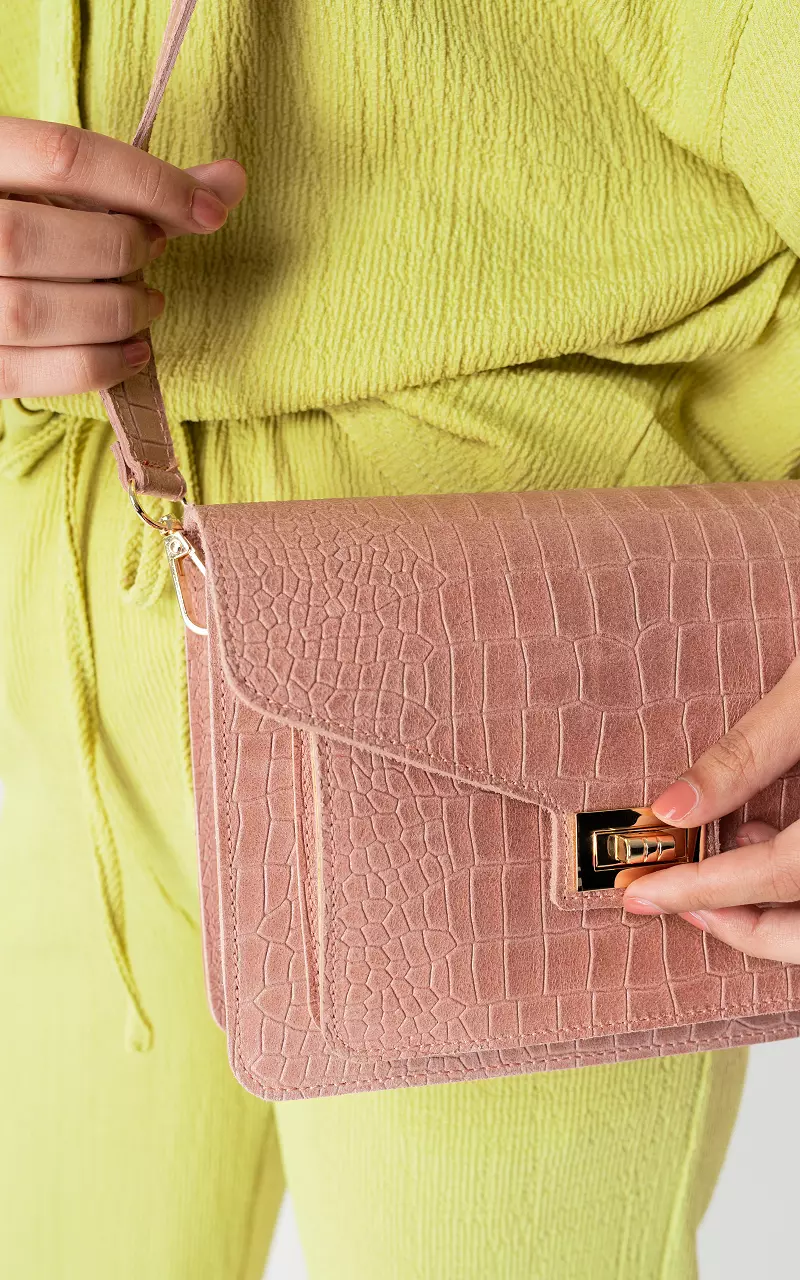 Leather bag with gold-coated details Mauve Pink