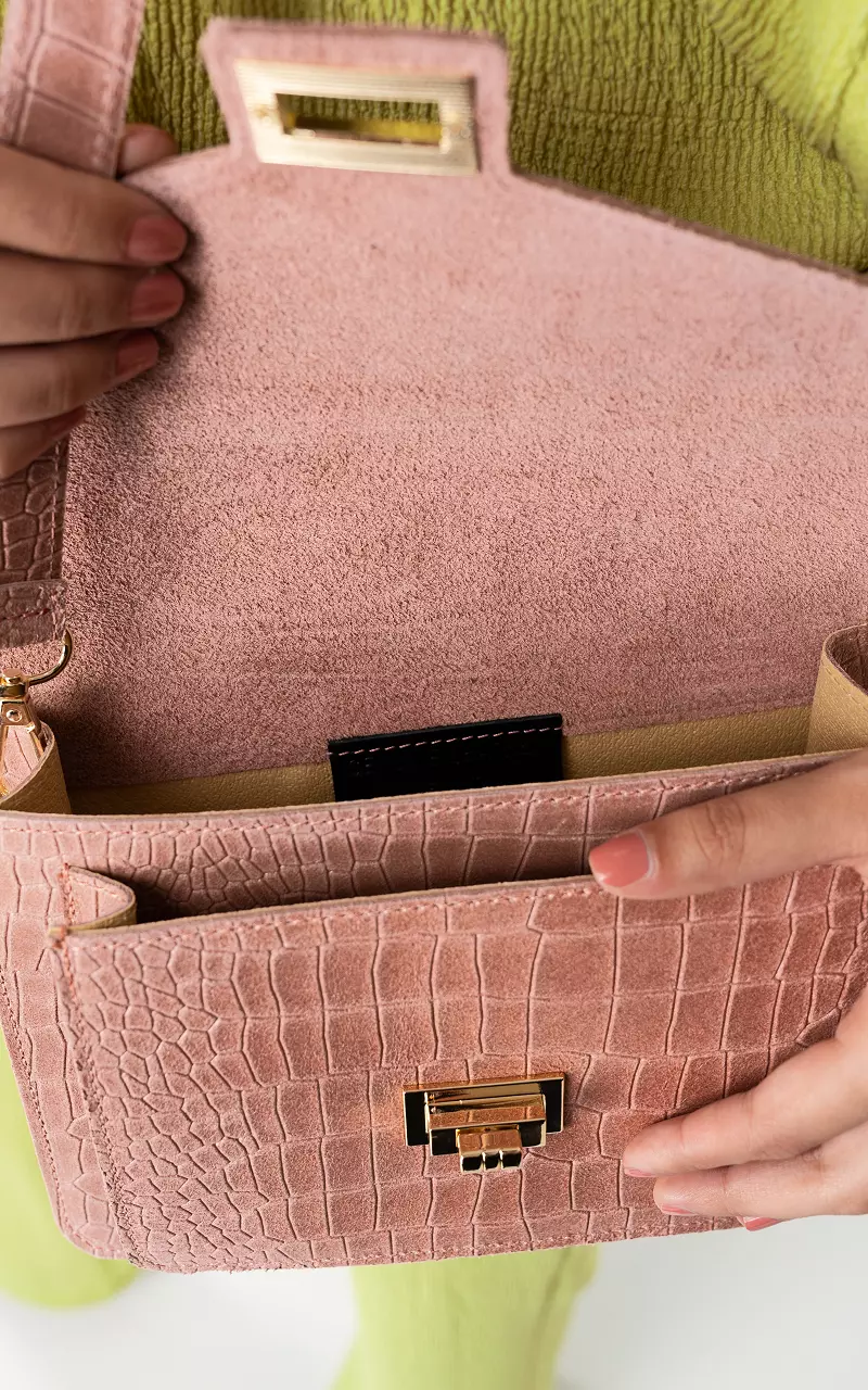 Leather bag with gold-coated details Mauve Pink