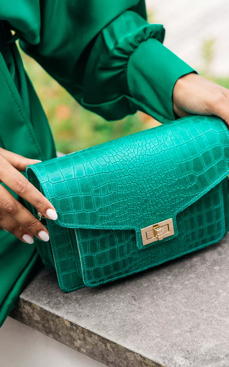Leather bag with gold-coated details Light Green