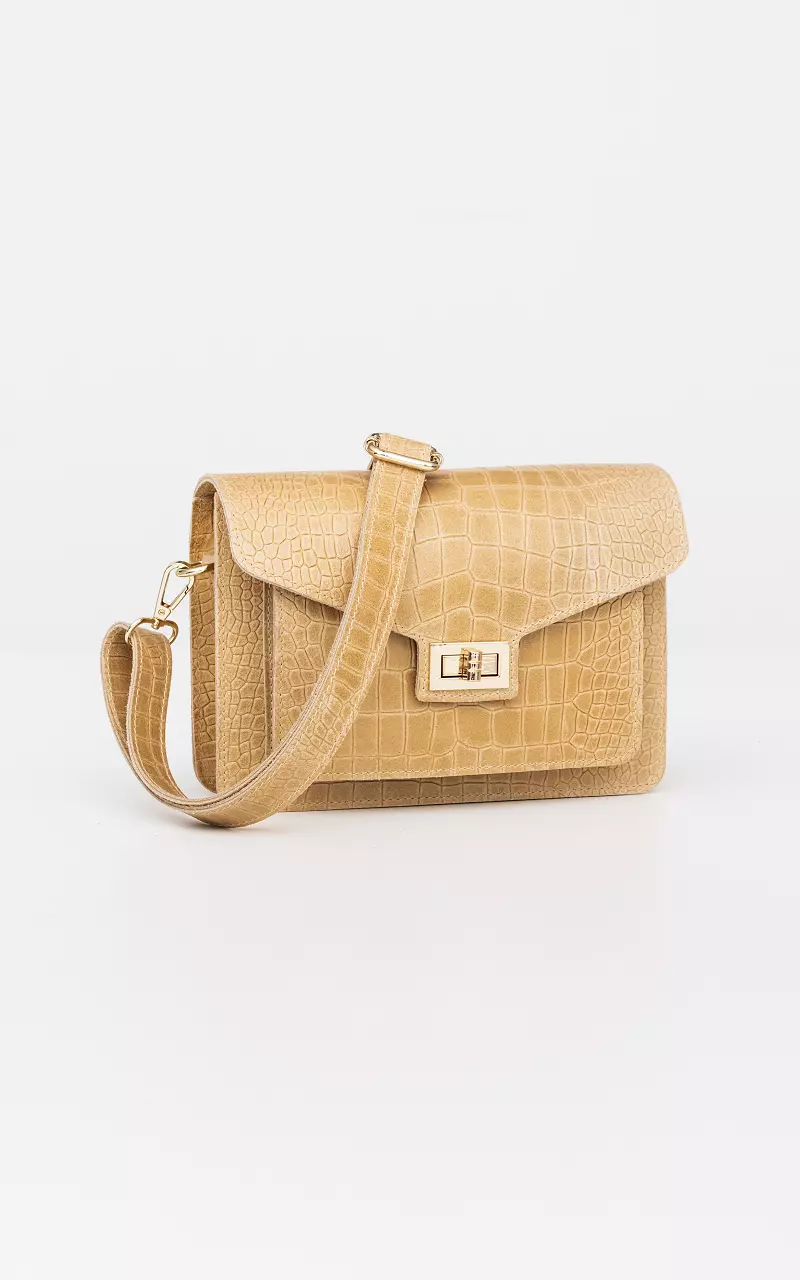 Leather bag with gold-coated details Light Yellow