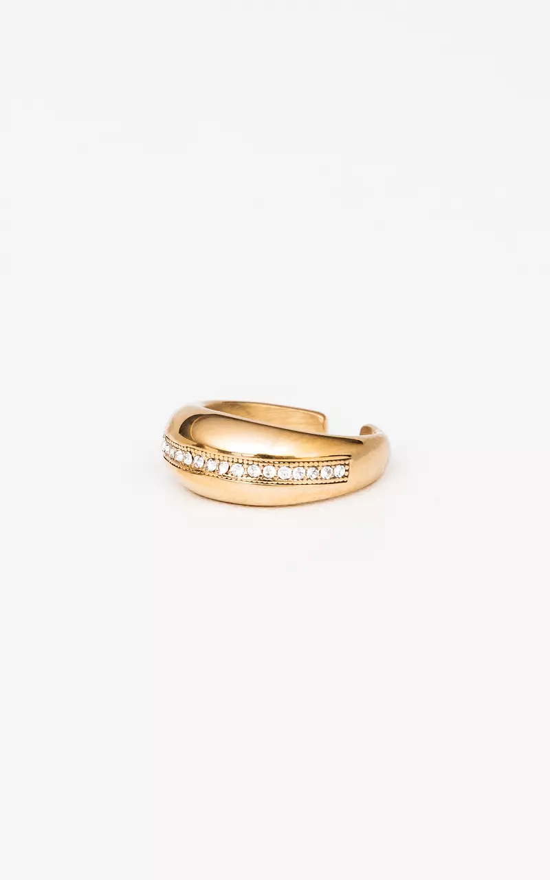 Adjustable ring with silver-coated stones Gold