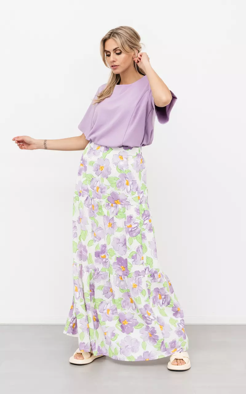 Floral print maxi skirt White Lilac