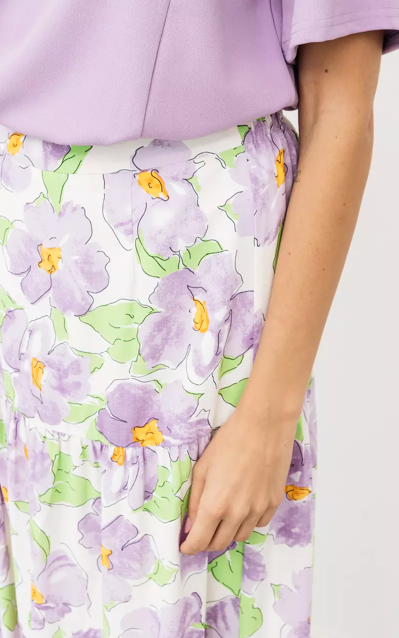 Floral print maxi skirt White Lilac