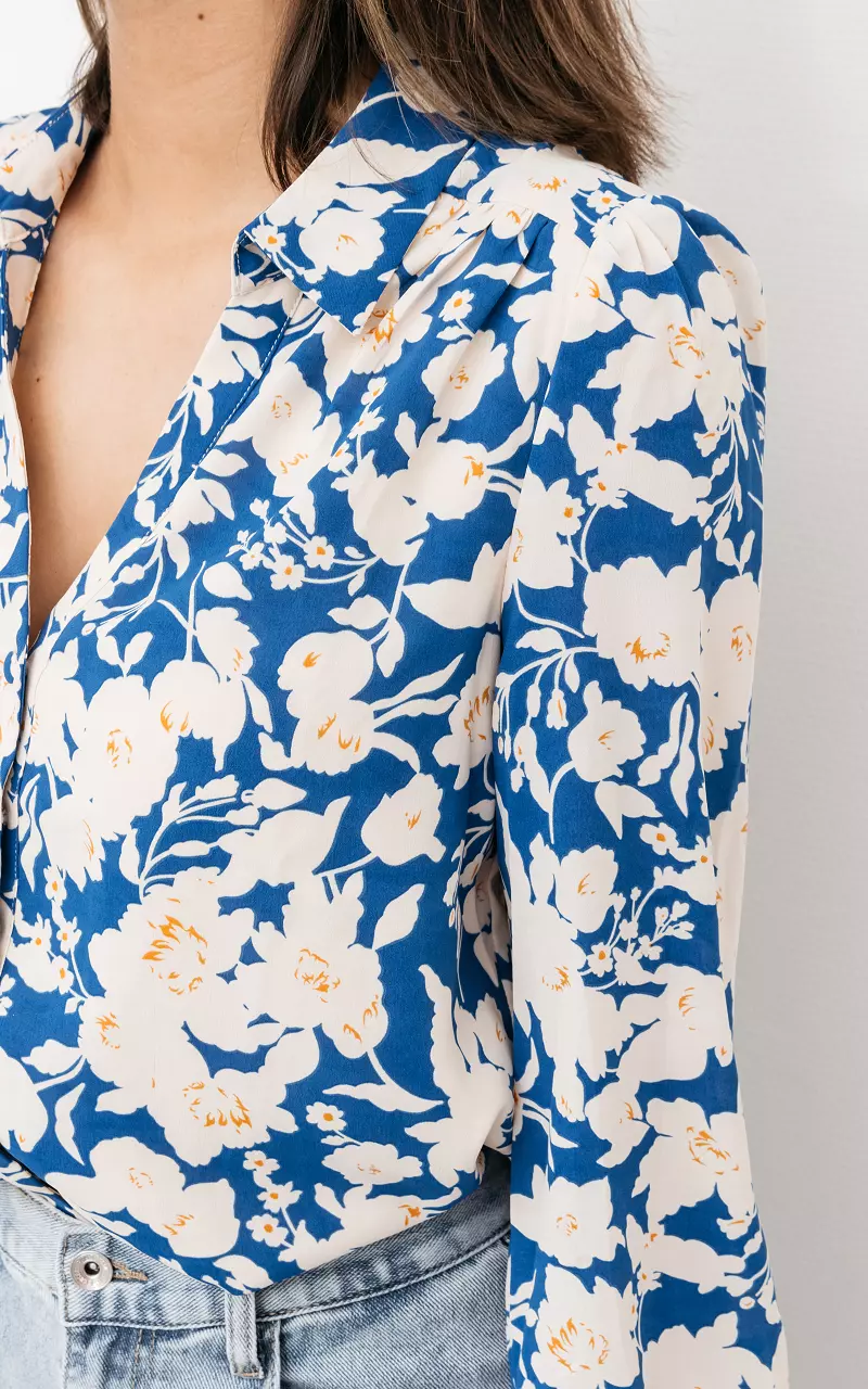 Blouse with floral print Blue Cream