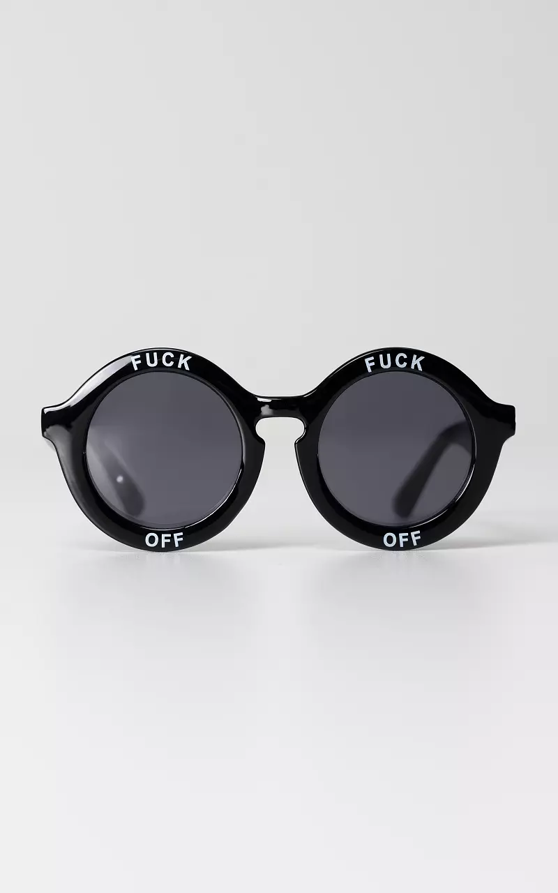 Ronde zonnebril 'fuck off' Zwart