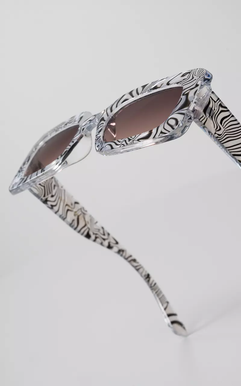 Zonnebril met zebraprint Zilver Donkerbruin