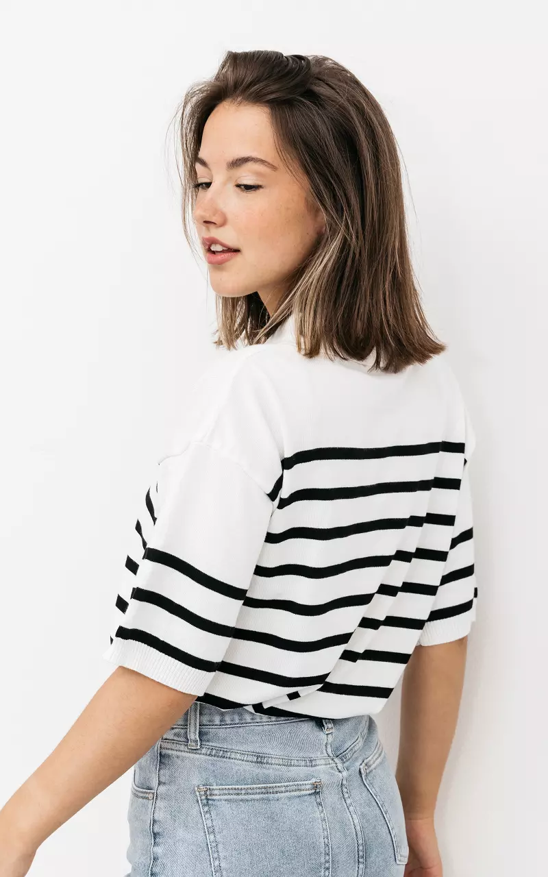 Stripes shirt with collar White Black