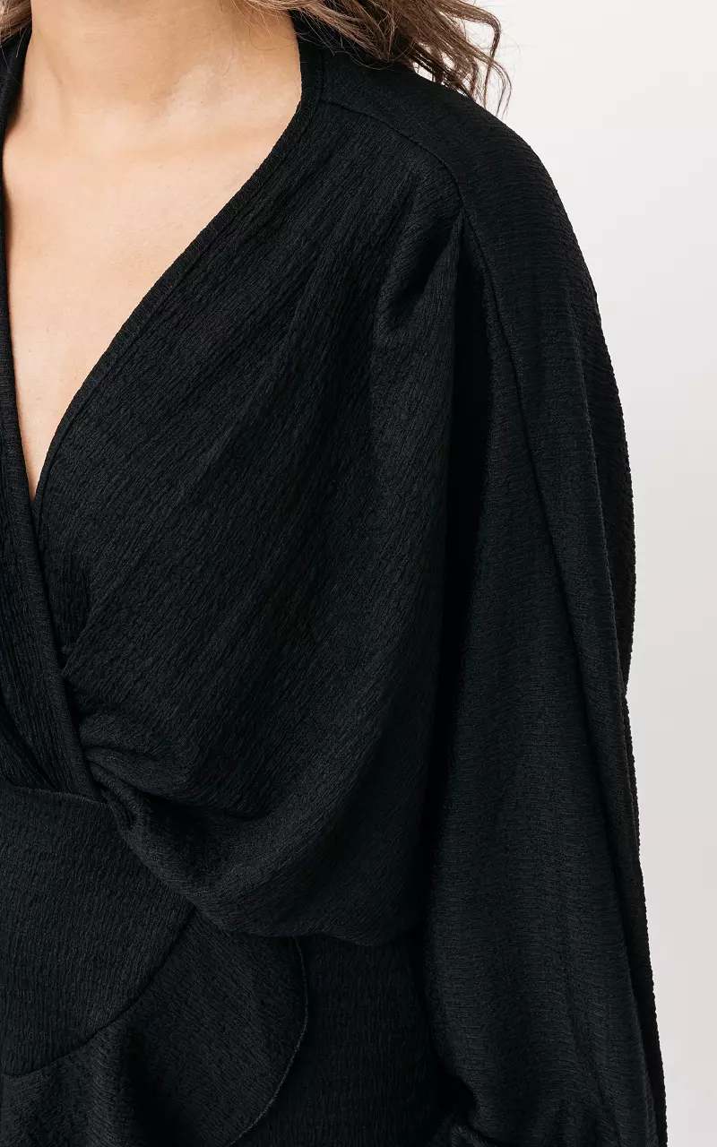 Wrap-around dress with v-neck Black
