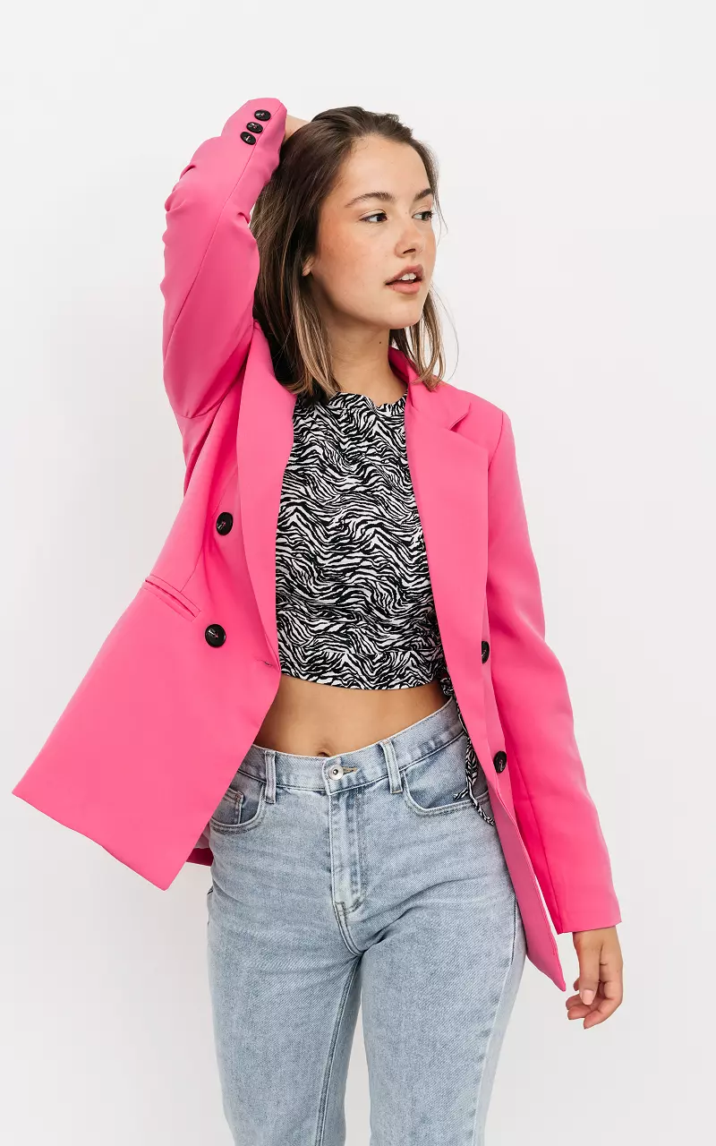 Double-breasted blazer with shoulder pads Pink