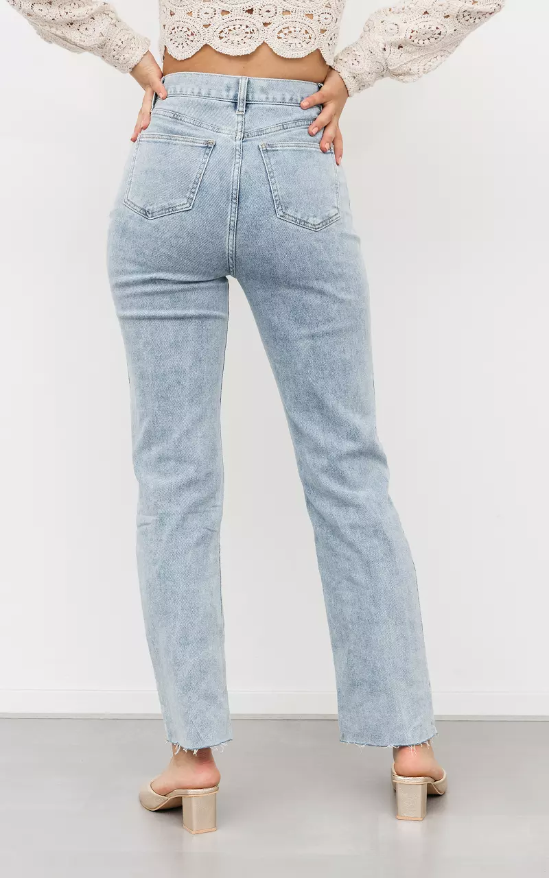 High Waist Straight Jeans Hellblau