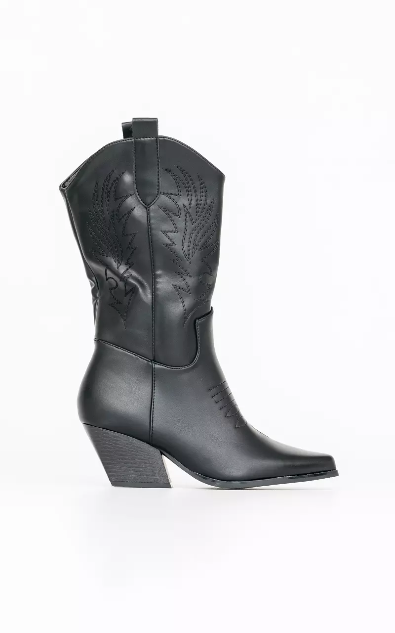 Leather-look cowboy boots Black