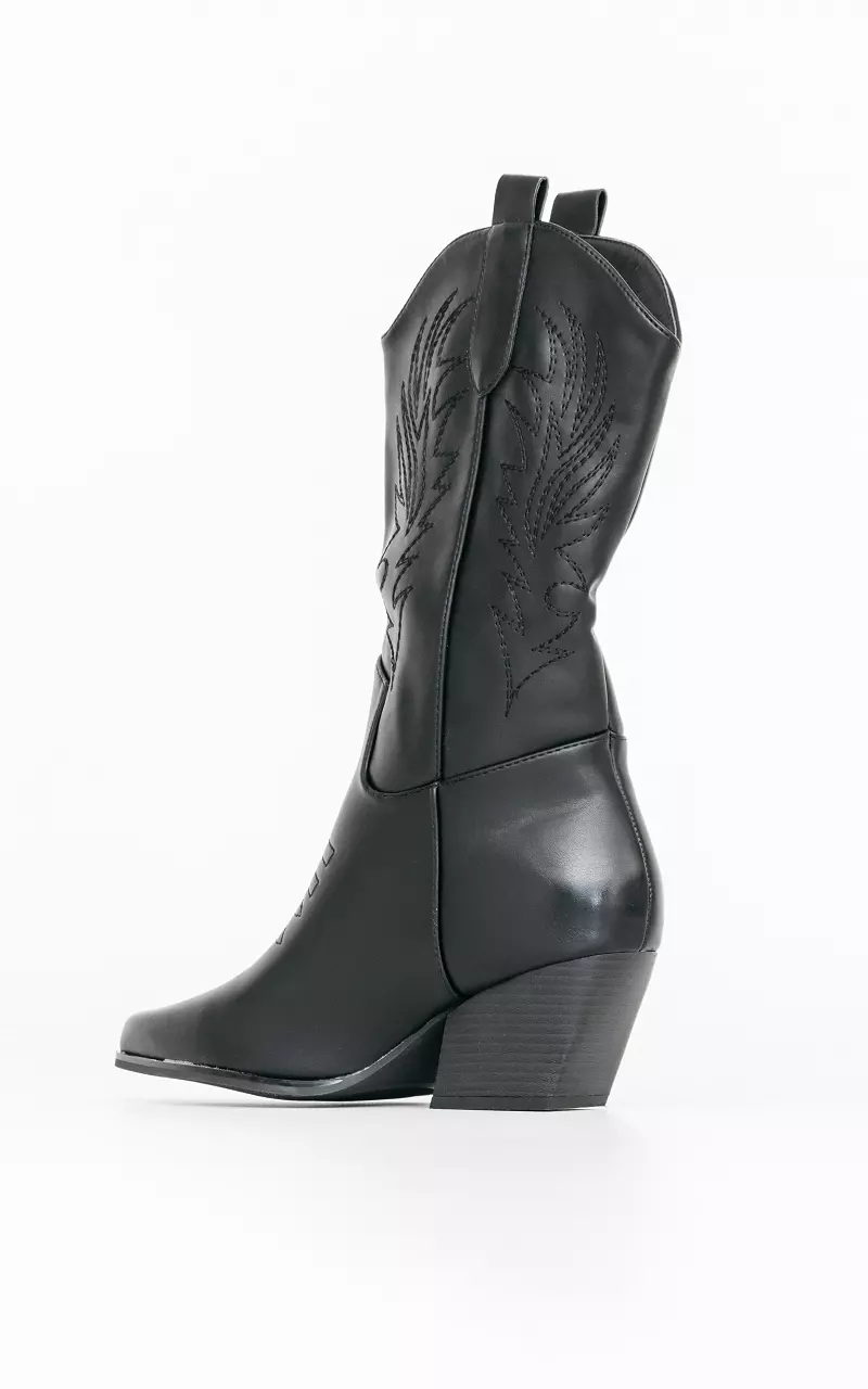 Leather-look cowboy boots Black