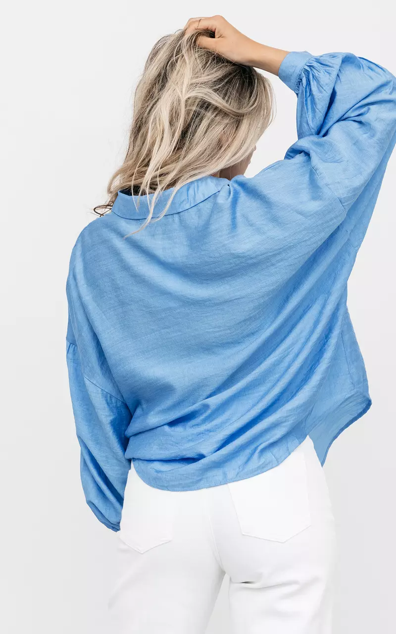Bluse mit V-Ausschnitt Blau