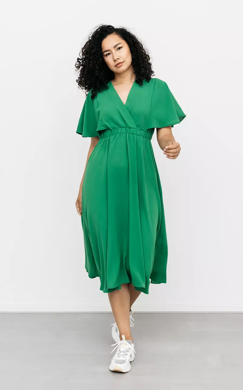 Maxi dress with v-neck Green