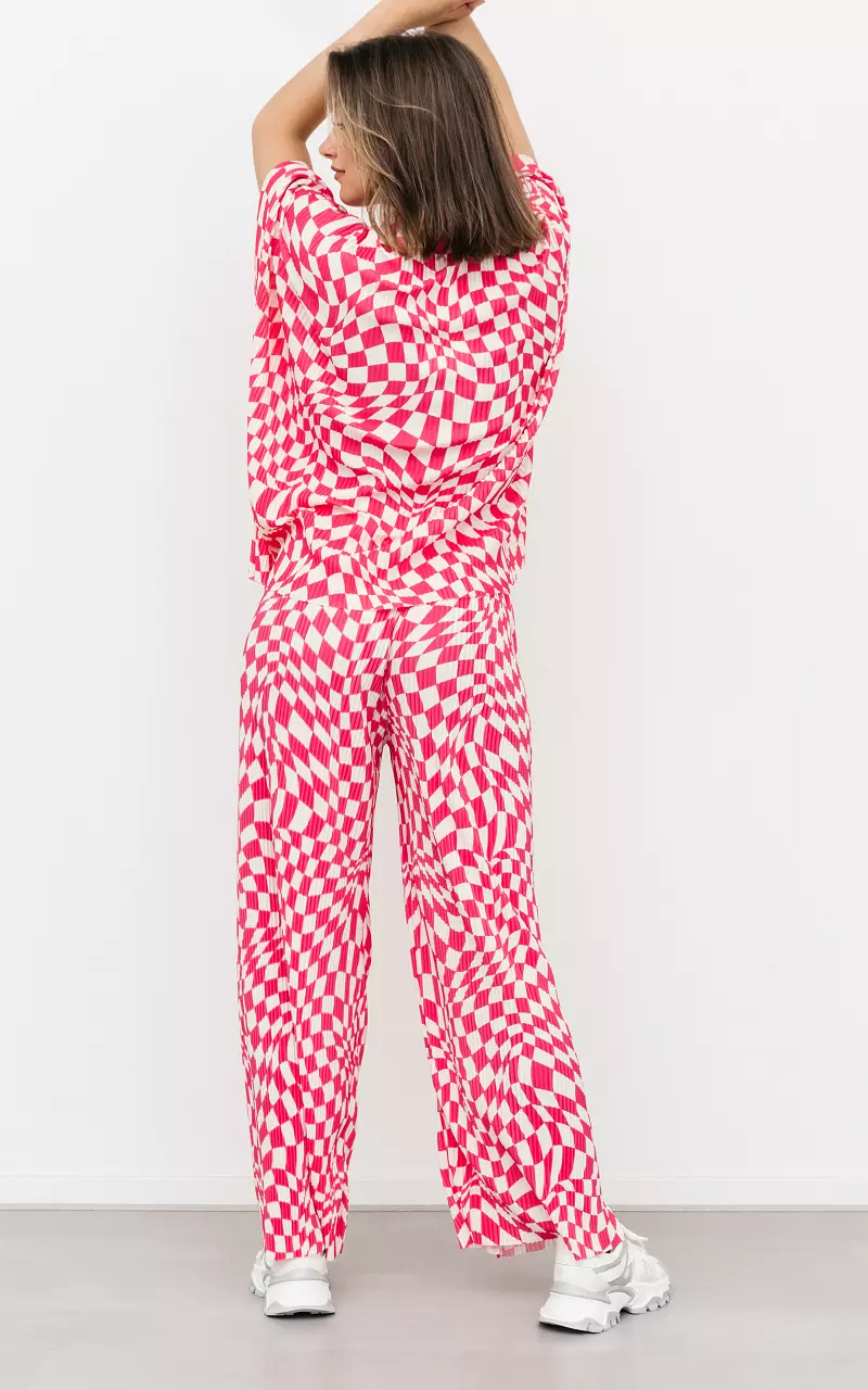 Wide leg pants with print White Pink