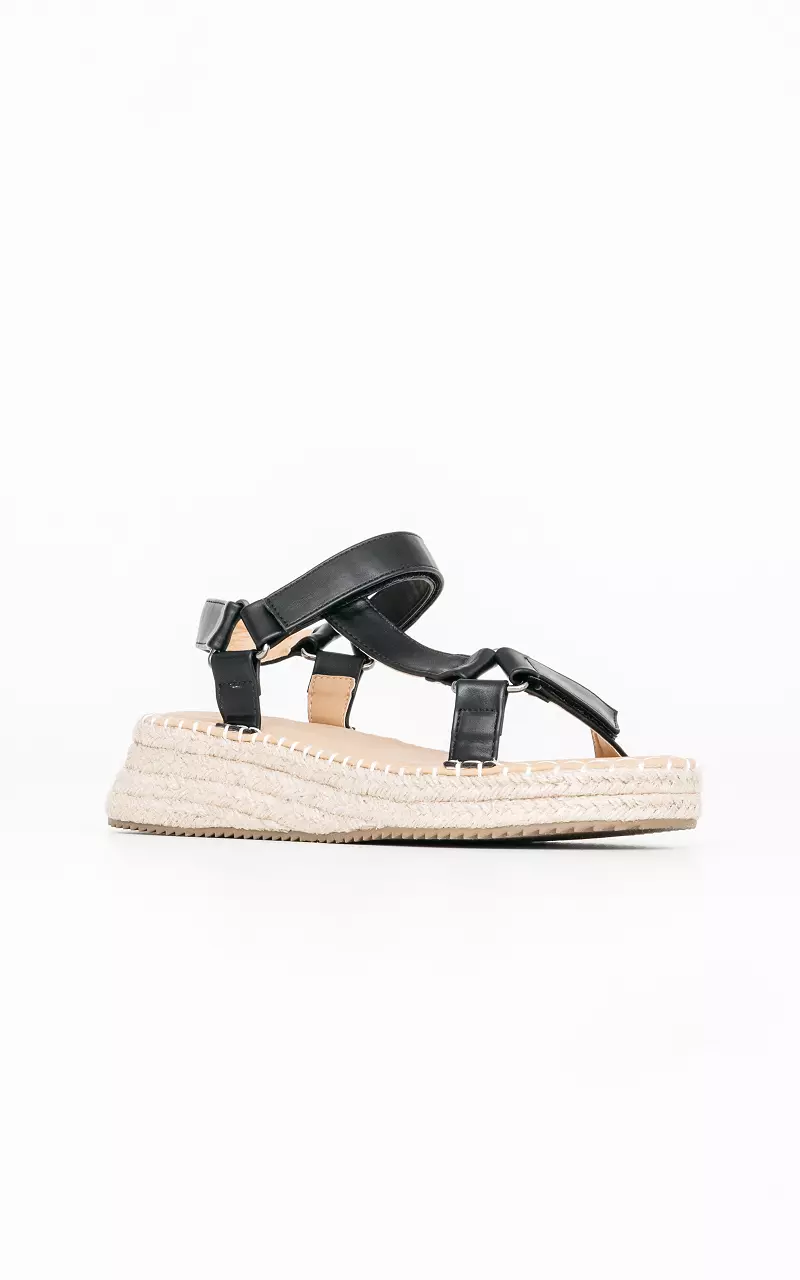 Sandals with braided sole Black