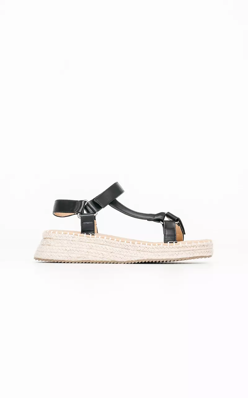 Sandals with braided sole Black