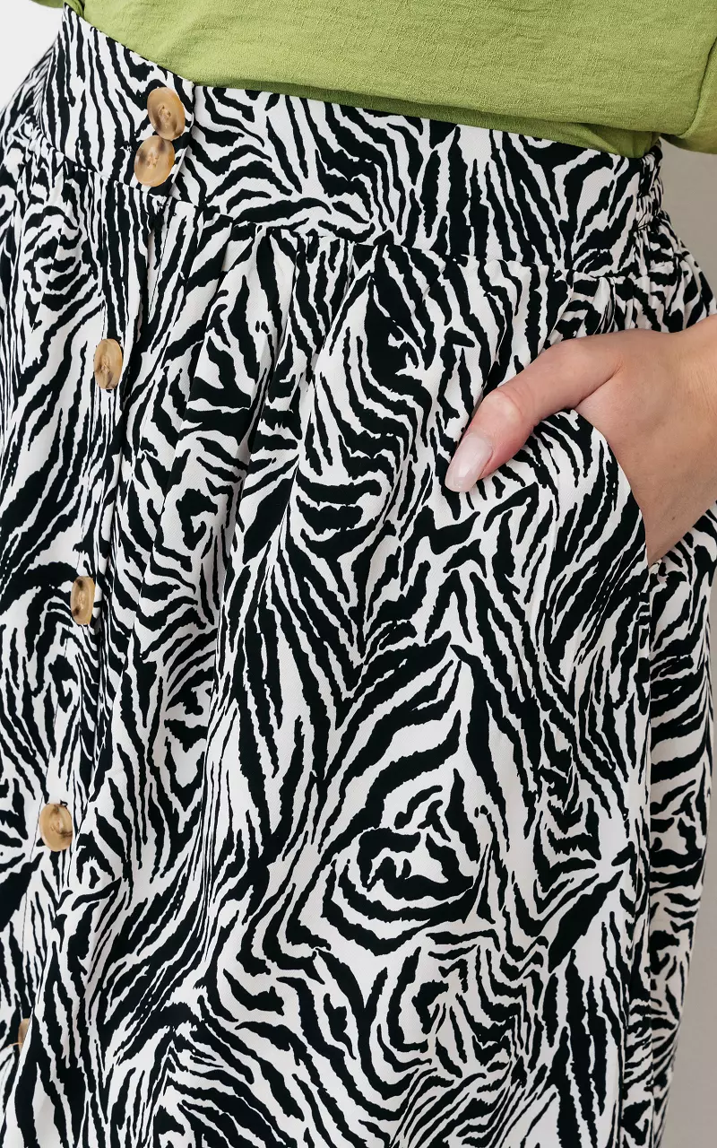 Zebra print maxi skirt Black White
