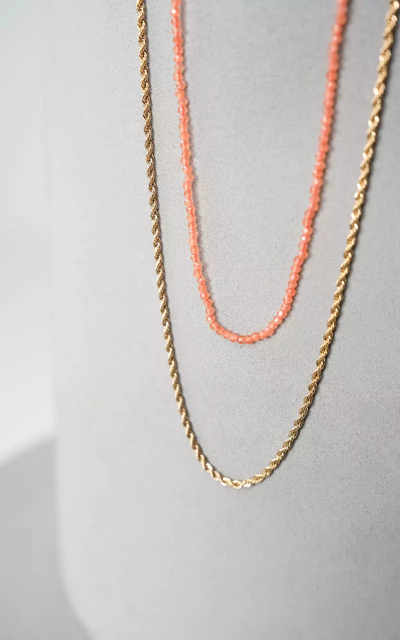 Stainless steel two-layer necklace Gold Salmon