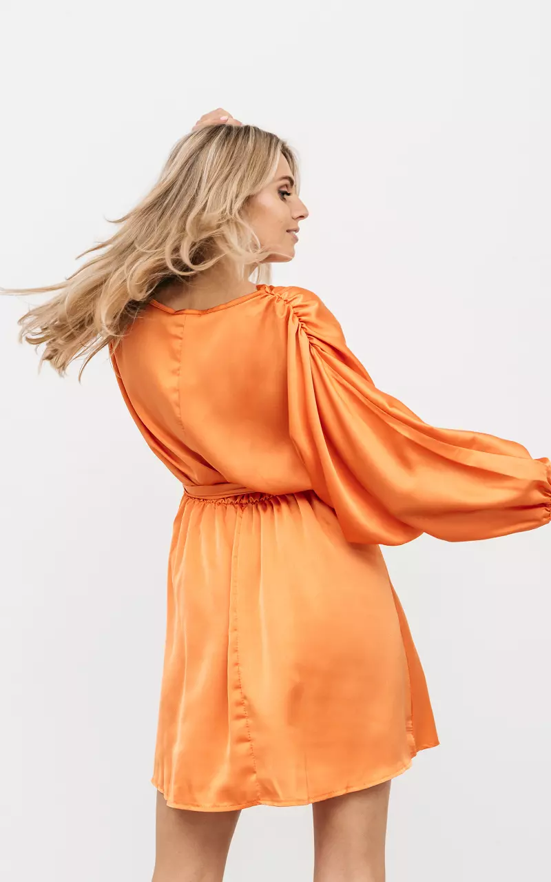 Wickel-Optik Kleid im Satin-Look Orange