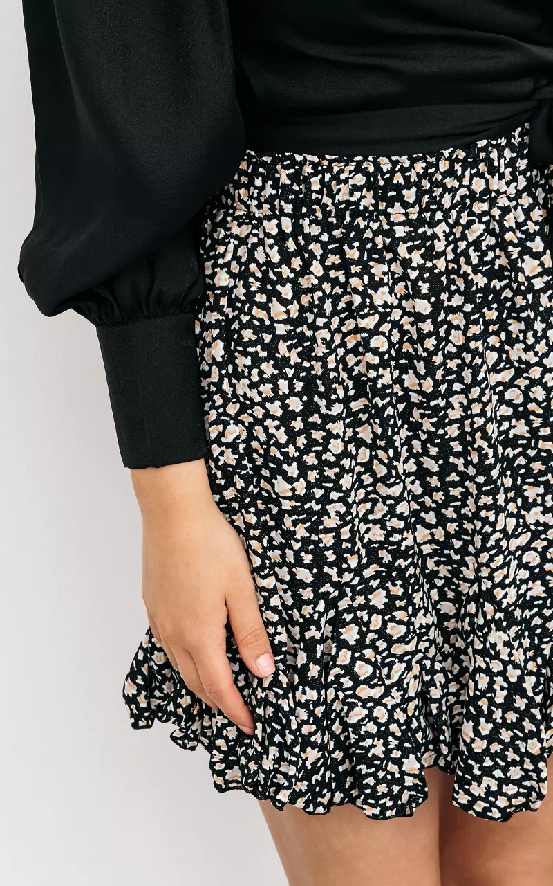 Mini rok met print Zwart Beige