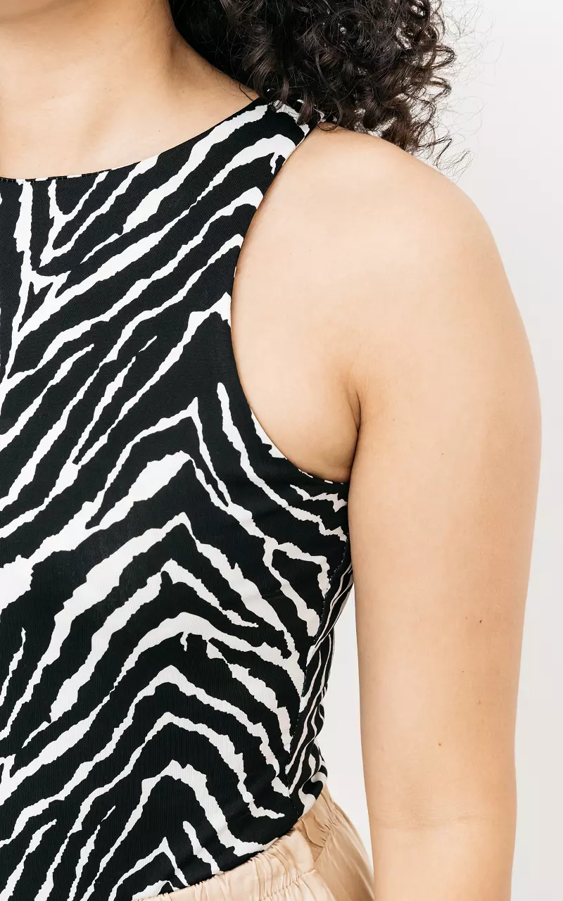 Body met zebraprint Zwart Wit