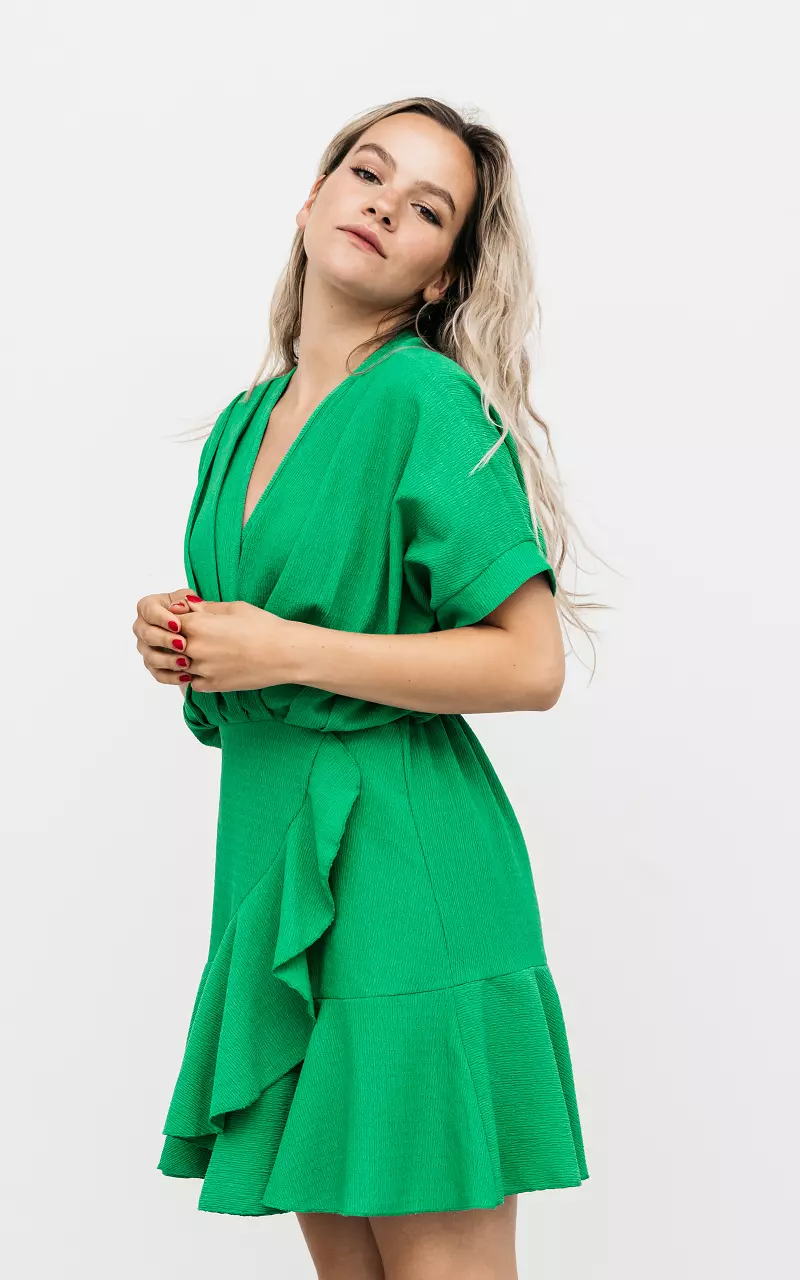 Volant-Kleid im Wickellook Grün