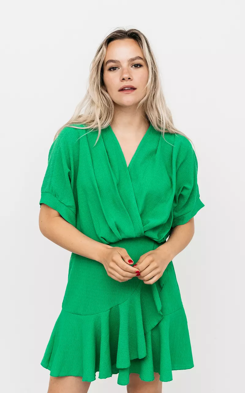 Volant-Kleid im Wickellook Grün