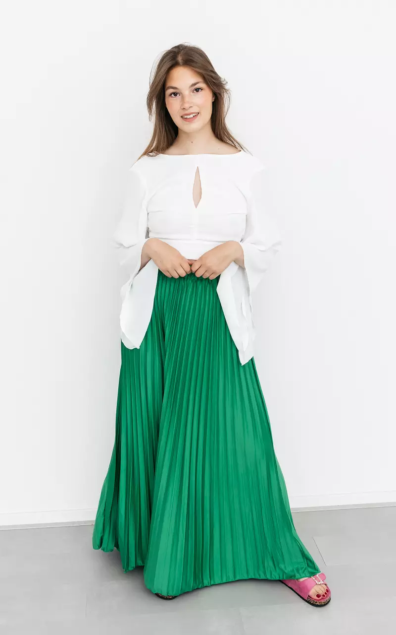 Maxi pleated skirt Green