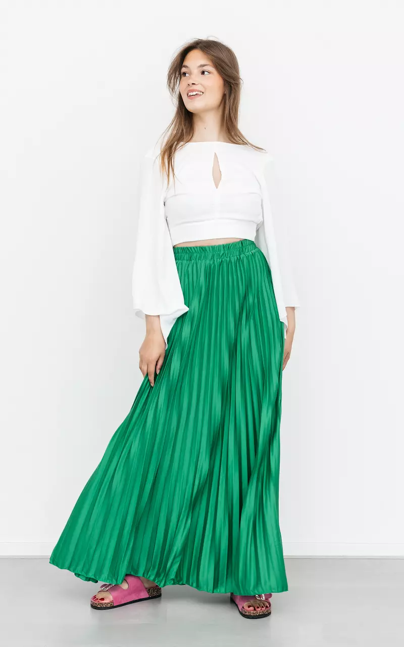 Maxi pleated skirt Green