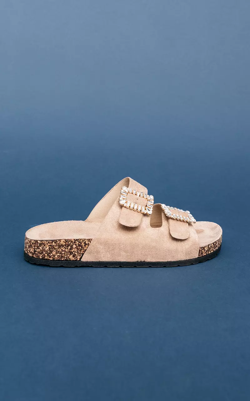 Sandals with rhinestones Beige
