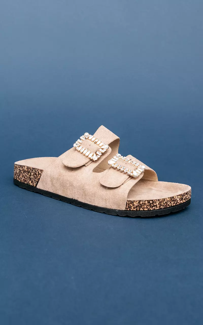 Sandals with rhinestones Beige