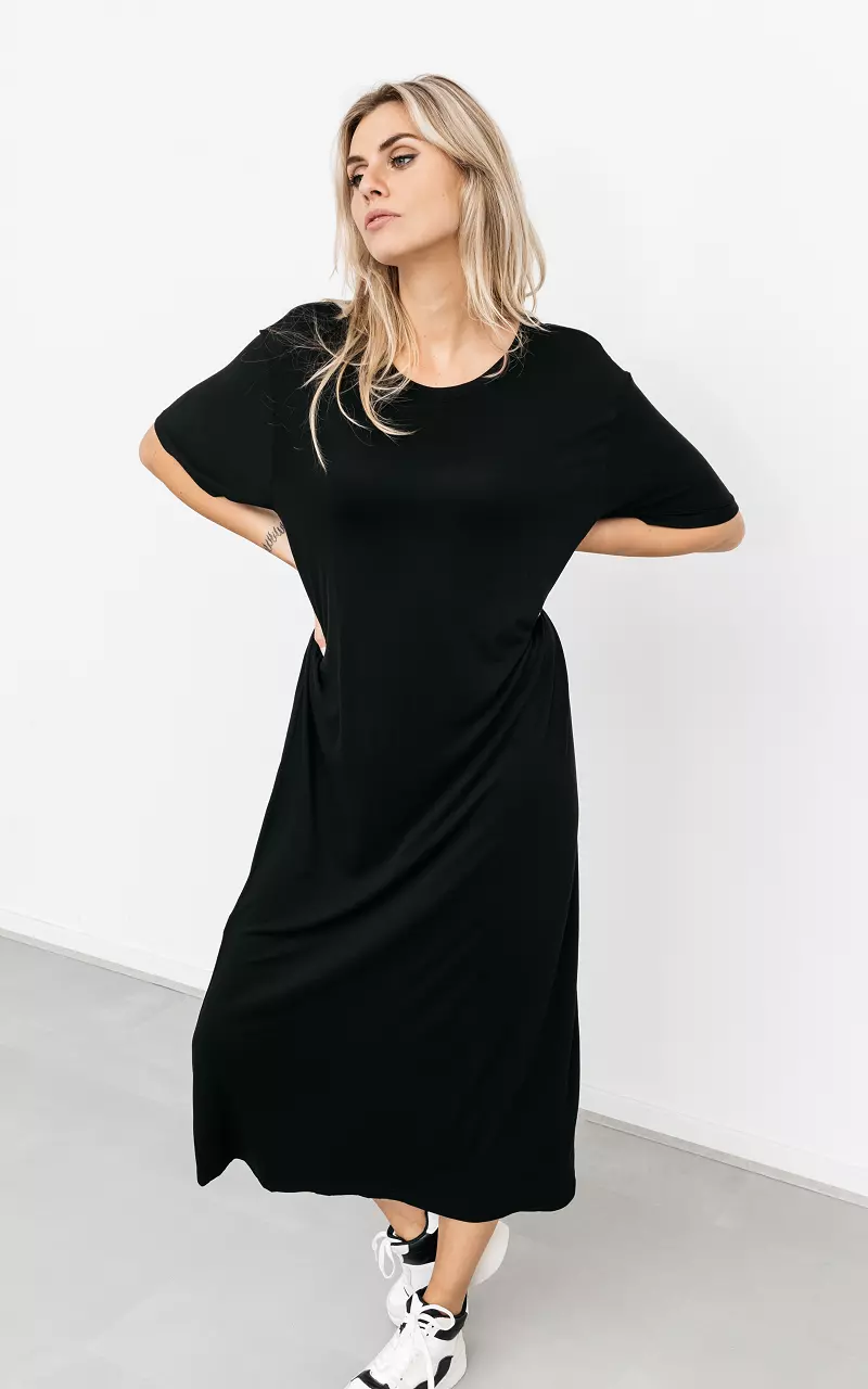 Maxi t-shirt jurk Zwart