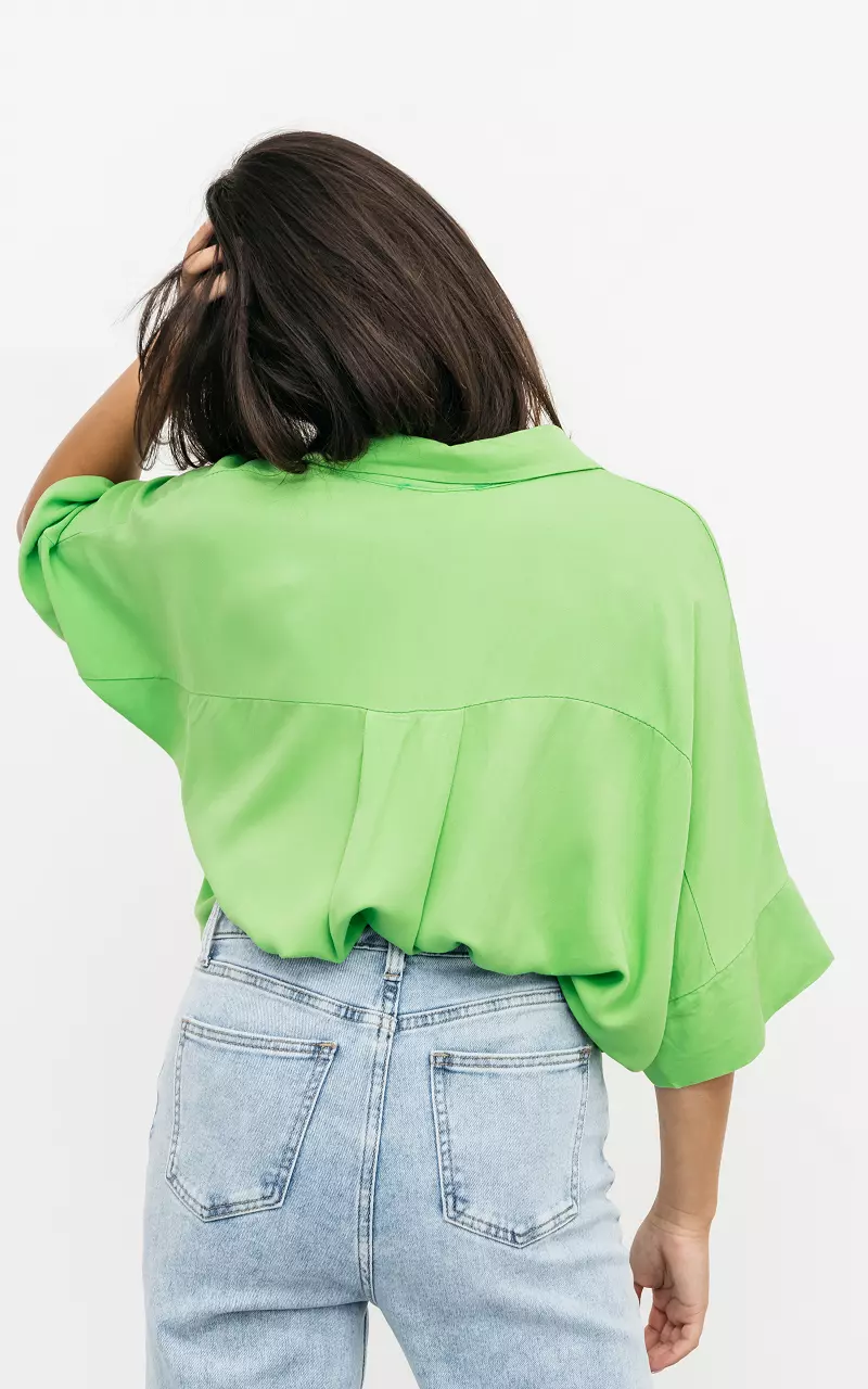 Oversized blouse with buttons Light Green