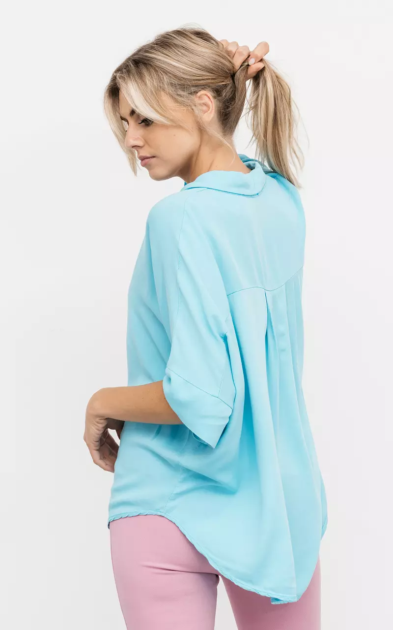 Oversized blouse with buttons Light Blue