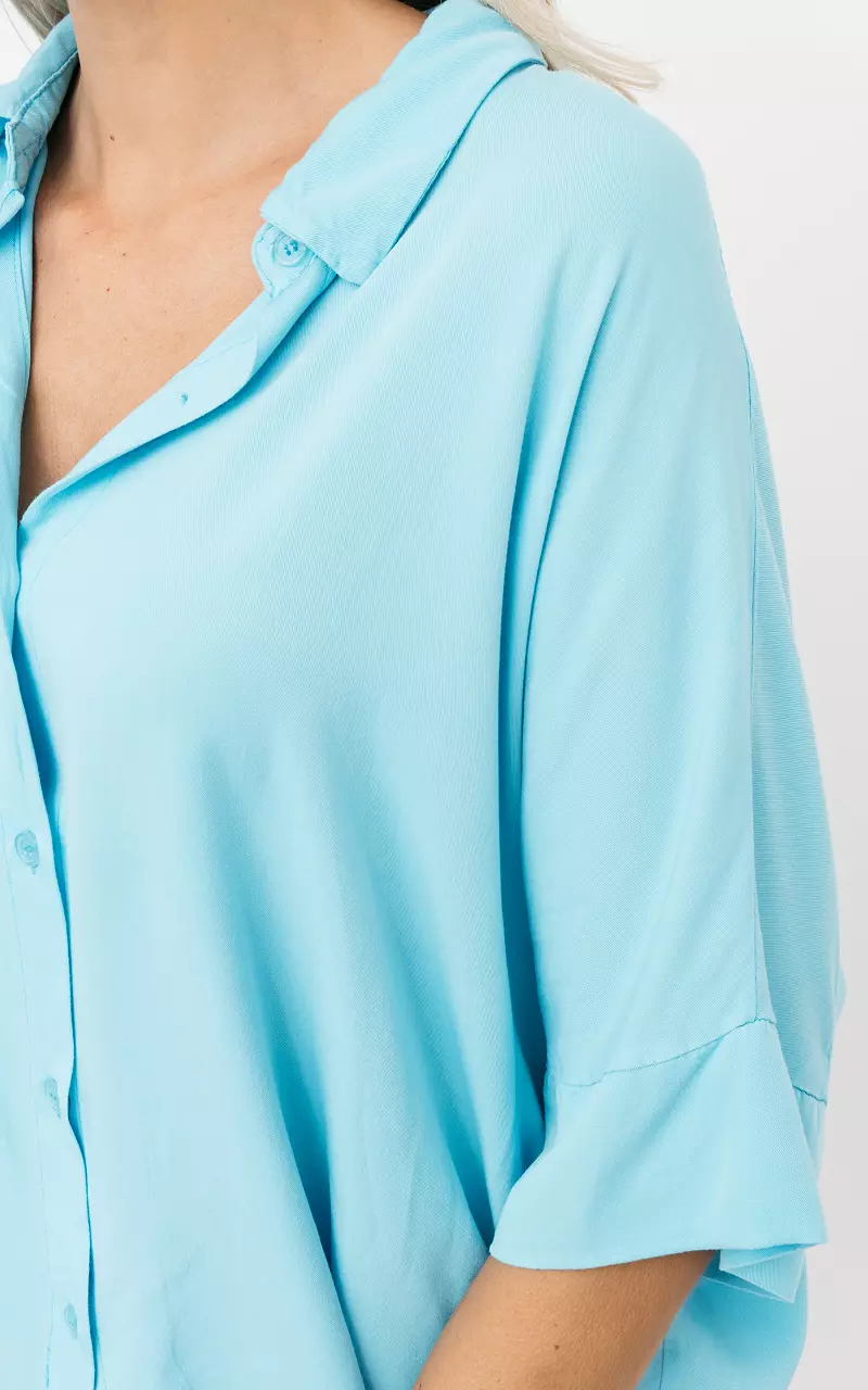 Oversized blouse met knopen Lichtblauw