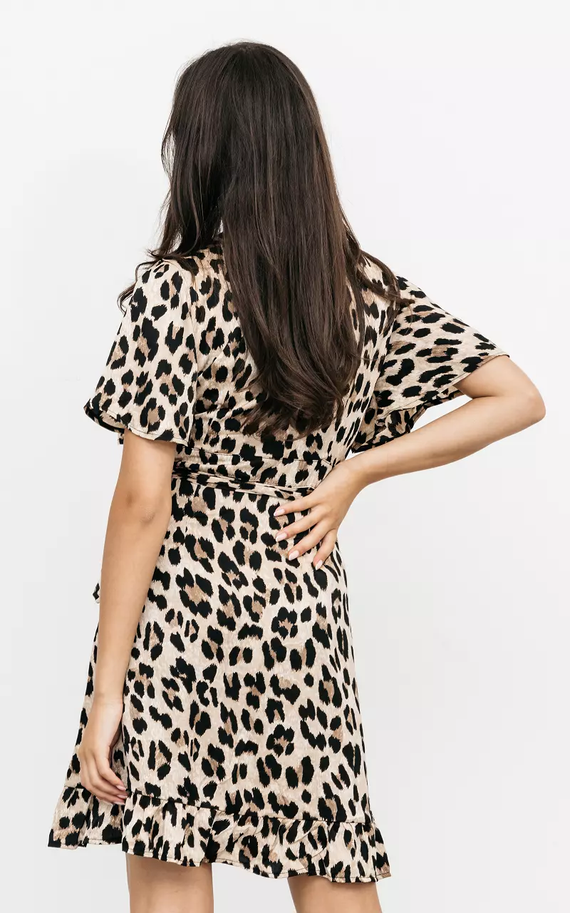 Leopard print wrap-around dress Brown Black