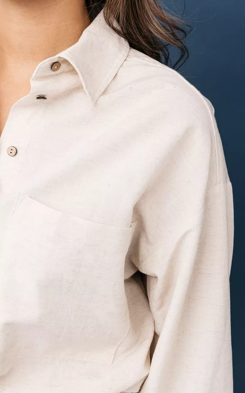 Kort model blouse met strikdetail Beige