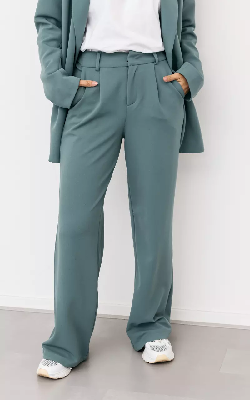 Wide leg trousers with pockets Petrol