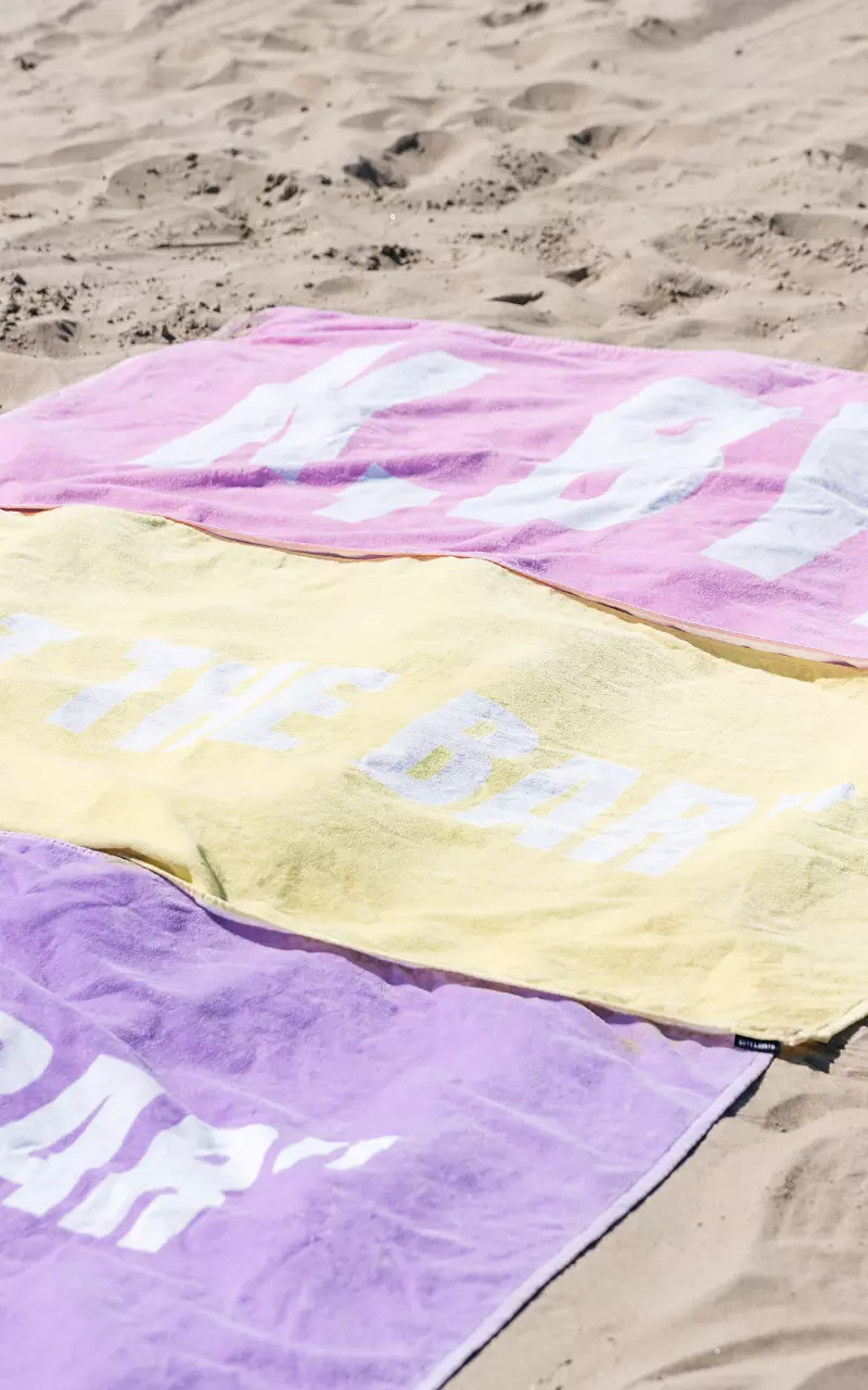 Beach towel with text Yellow White