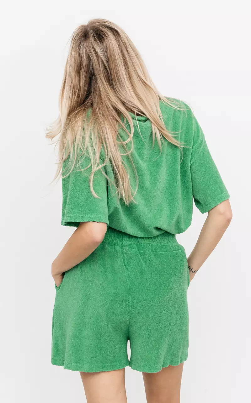 Frottee-Shirt mit V-Ausschnitt Grün