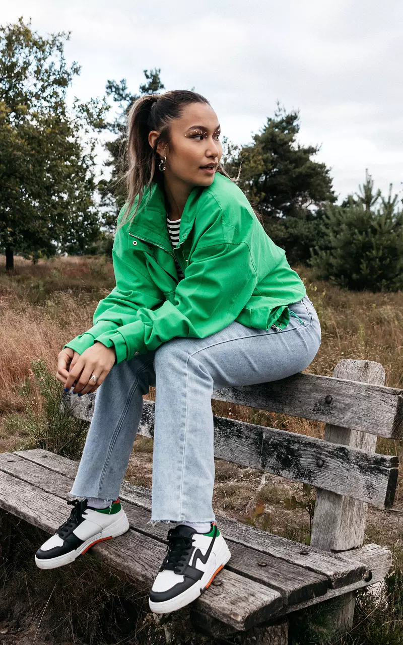 Oversized cropped jacket Green