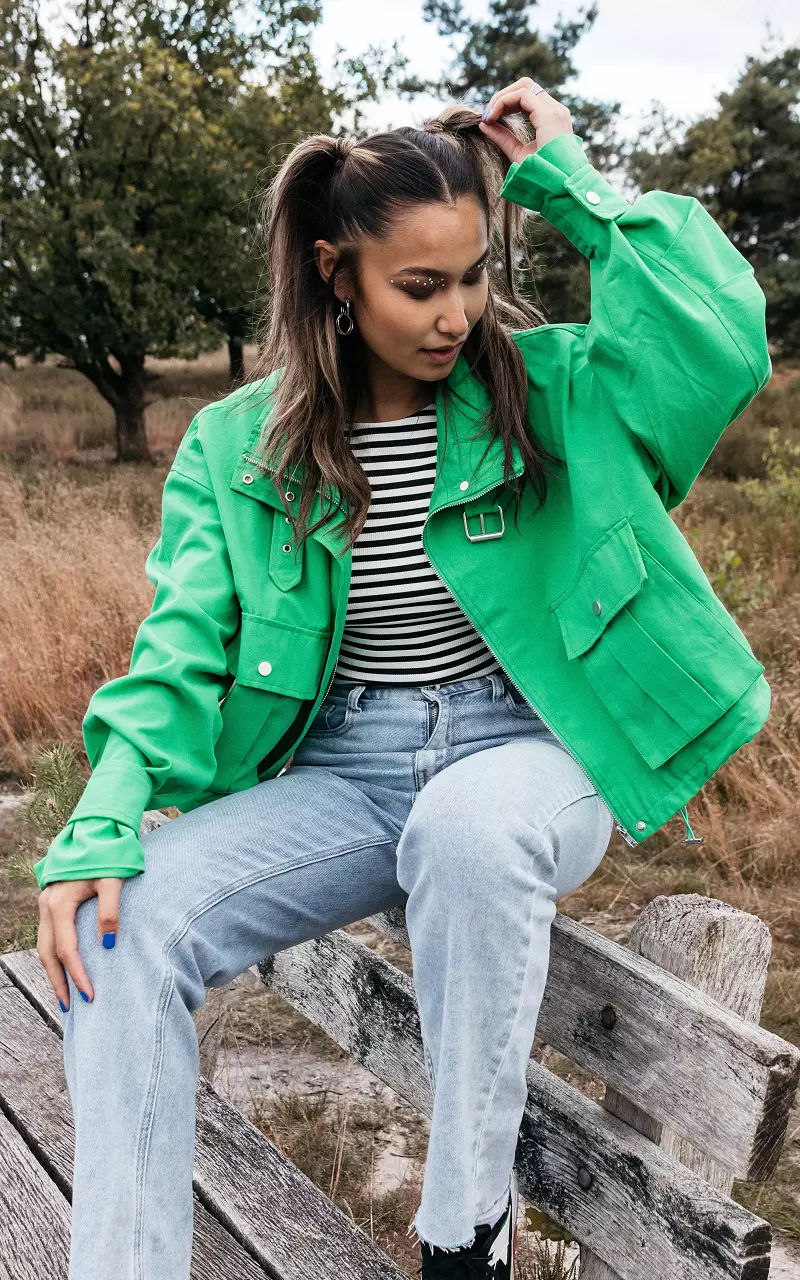 Oversized cropped jacket Green