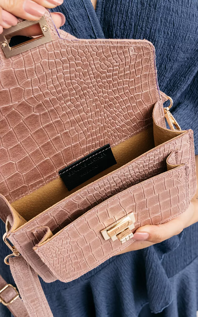 Leather bag with gold-coloured details Mauve Pink