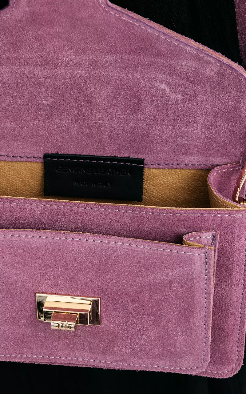 Leather bag with gold-coloured details Lilac